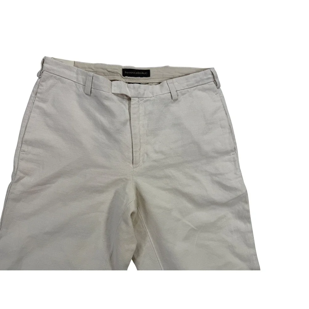 Banana Republic Trousers Womens 31R Cream New Linen Blend Wide Leg Pants